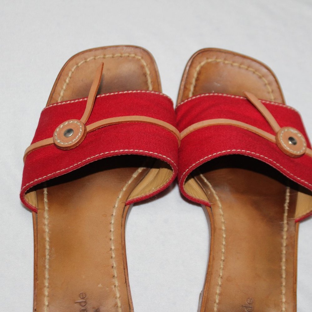 Vintage Kate Spade Leather and Red Canvas Slides - Picture 11 of 12